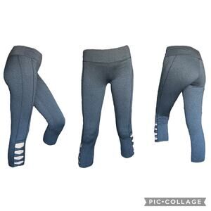 Womens extra small gray cropped capri leggings with crisscross ankle cutouts​